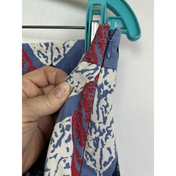 Boden Women's Size 8L Red White Blue Leaf Print Knee Length Lined Skirt - Picture 7 of 8